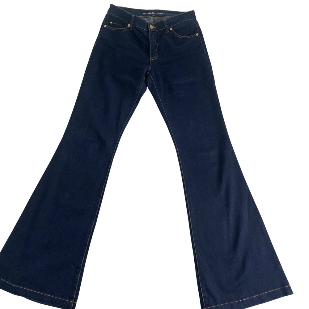 Michael Kors Womens Dark Wash Flare Leg Denim Jeans Indigo Blue Size 4
